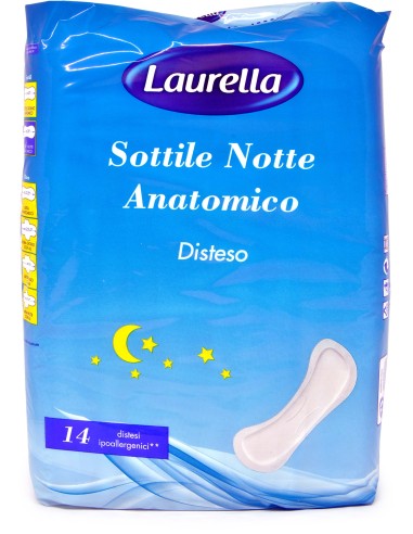 Laurella Assorbenti Notte Sottili Anatomici - 14 Pezzi - Con Canalini Ass.
